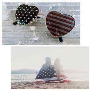 Heart Sunglasses Red White & Blue American Flag